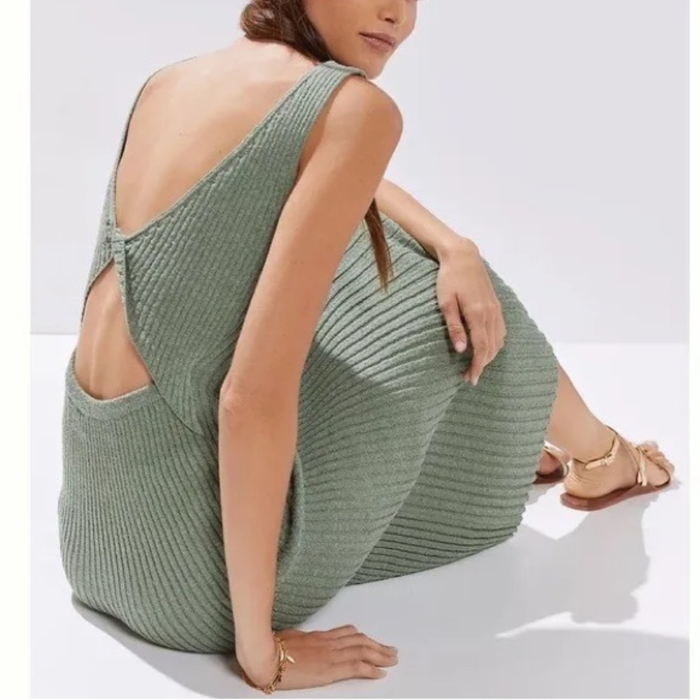 Anthropologie X Amadi army green midi dress